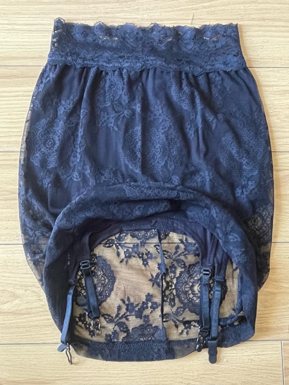 Lip Service Black Lace Mini Skirt with Garter Liner